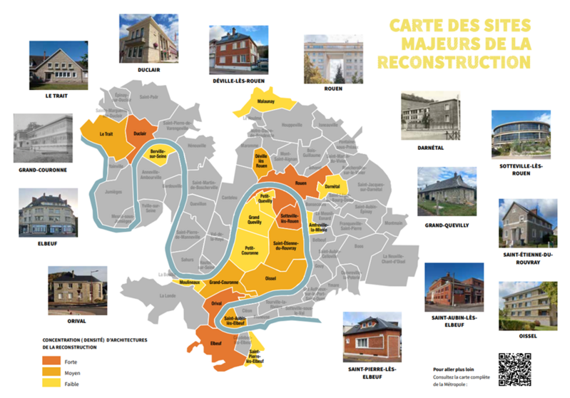 Carte des sites reconstruits de la Métropole